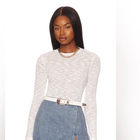 Free People Intimately Free Aura White Semi Sheer Long Sleeve Crewneck Top XL - Picture 5 of 6